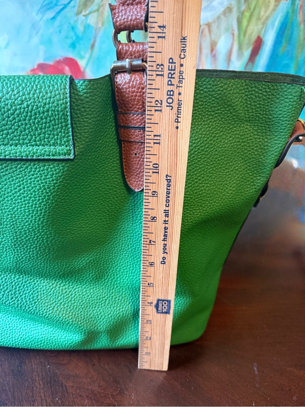 J & D Paris Women's Green Large Bag Faux Leather Handbag Floral Grommets Strap - Picture 8 of 11